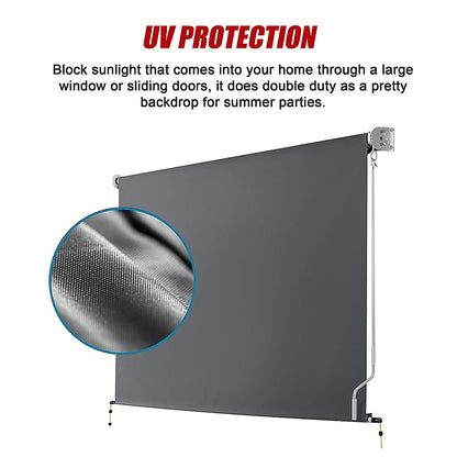 Retractable Straight Drop Roll Down Awning Garden Patio Screen 2.1X2.5M - Image 7