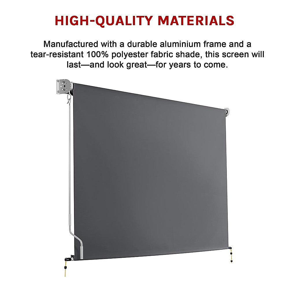 Retractable Straight Drop Roll Down Awning Garden Patio Screen 2.1X2.5M - Image 8