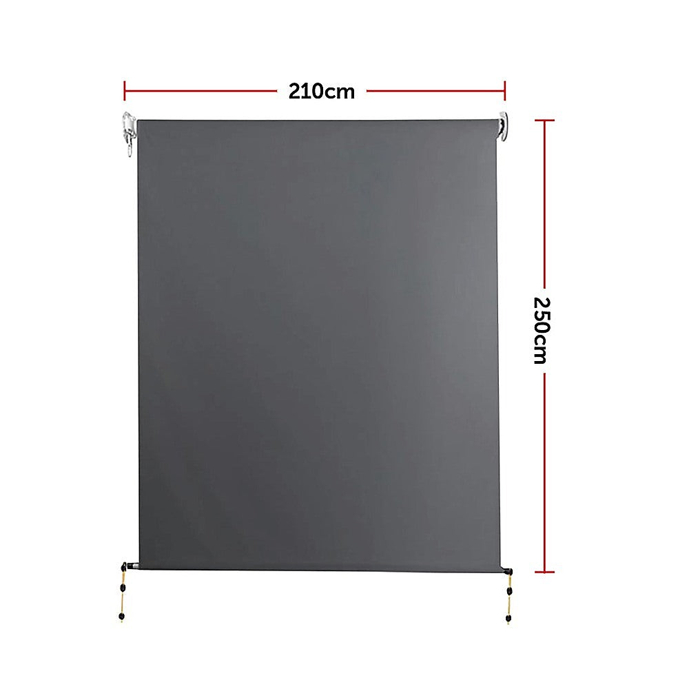 Retractable Straight Drop Roll Down Awning Garden Patio Screen 2.1X2.5M - Image 9