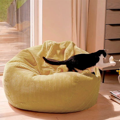 Jumbo Cord Beanbag Chair Cover Unfilled Large Bean Bag - Mustard - Image 3