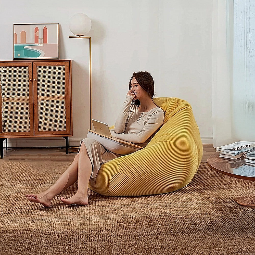 Jumbo Cord Beanbag Chair Cover Unfilled Large Bean Bag - Mustard - Image 6