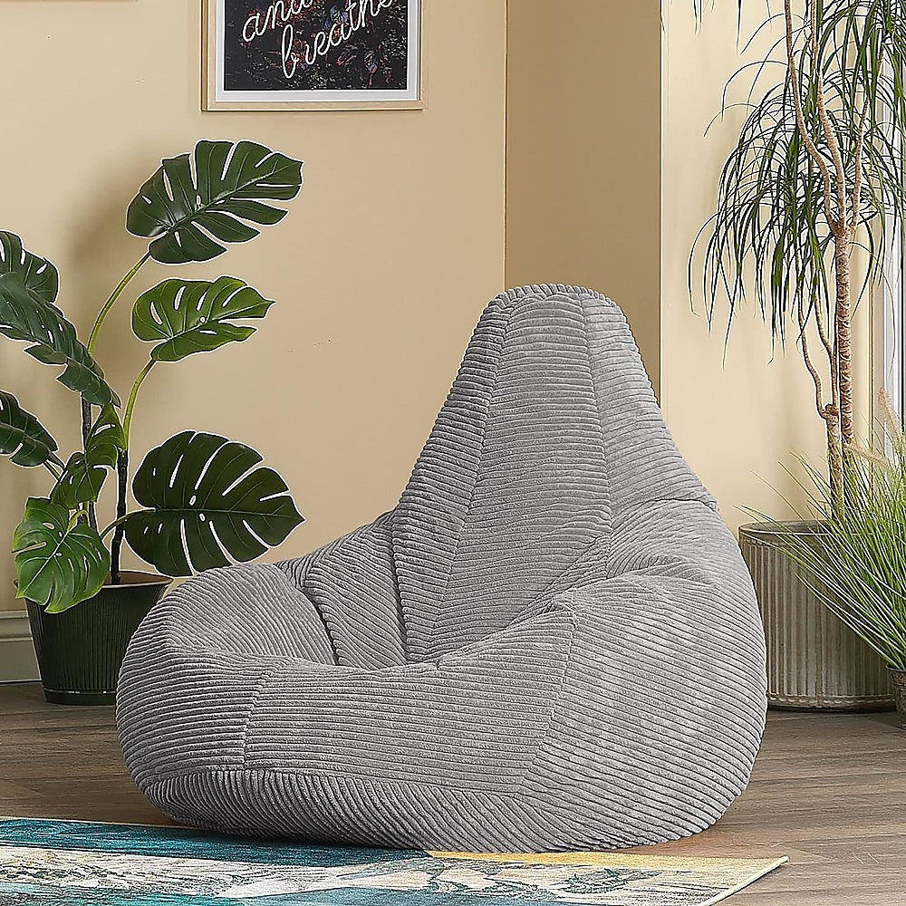 Jumbo Cord Beanbag Chair Cover Unfilled Large Bean Bag - Grey - Image 5