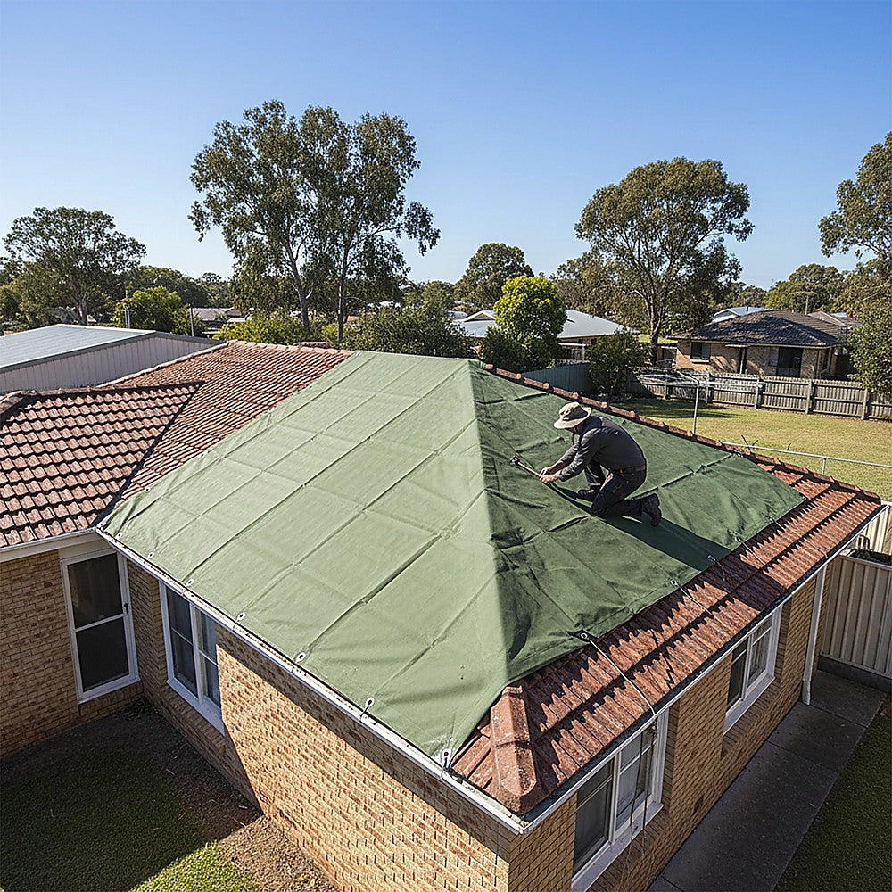 3x4M Army Heavy Duty Waterproof Canvas Tarp Tarpaulin Sun Blocked Dustproof - Image 4
