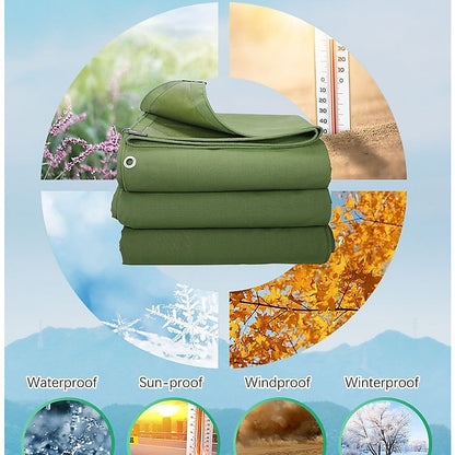 3x4M Army Heavy Duty Waterproof Canvas Tarp Tarpaulin Sun Blocked Dustproof - Image 2