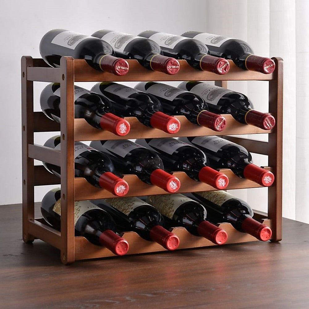 Bamboo Stackable Modular Freestanding Countertop Wine Shelf Rack - Image 2