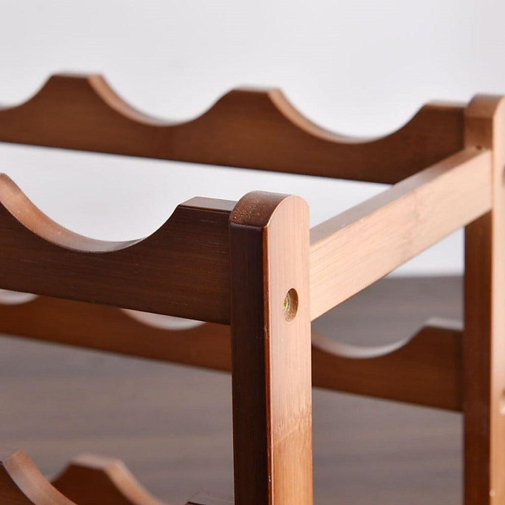 Bamboo Stackable Modular Freestanding Countertop Wine Shelf Rack - Image 3