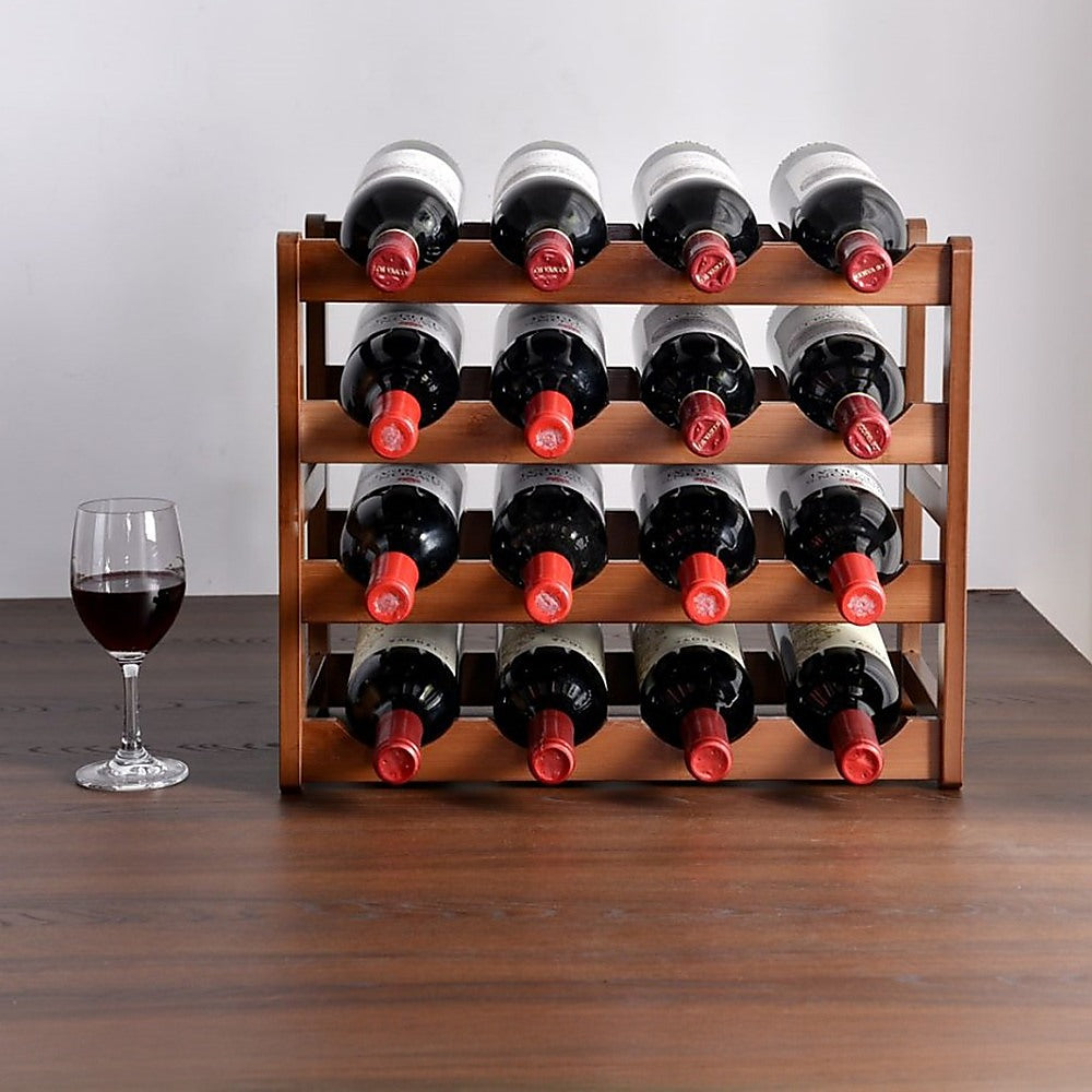 Bamboo Stackable Modular Freestanding Countertop Wine Shelf Rack - Image 4