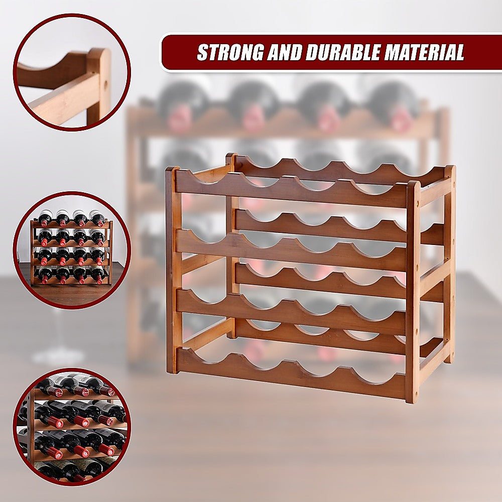 Bamboo Stackable Modular Freestanding Countertop Wine Shelf Rack - Image 5