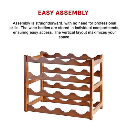 Bamboo Stackable Modular Freestanding Countertop Wine Shelf Rack - Image 6