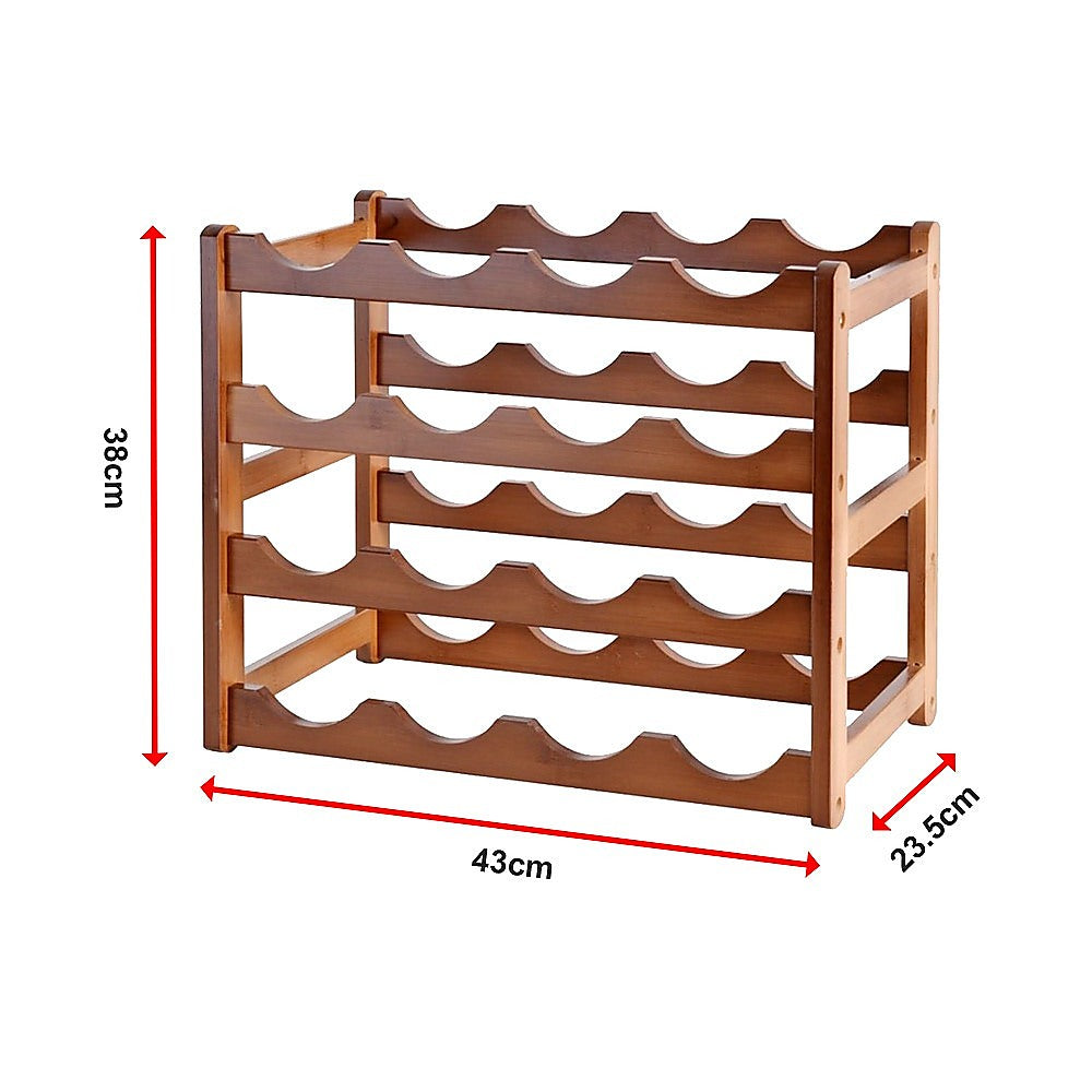 Bamboo Stackable Modular Freestanding Countertop Wine Shelf Rack - Image 7