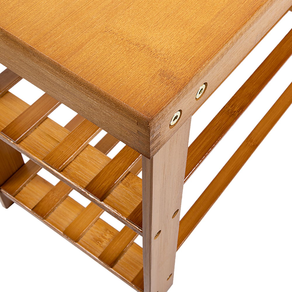 Bamboo Shoe Rack Wooden Bench Storage Organiser Cabinet Holder Stool - Image 2