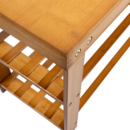 Bamboo Shoe Rack Wooden Bench Storage Organiser Cabinet Holder Stool - Image 2