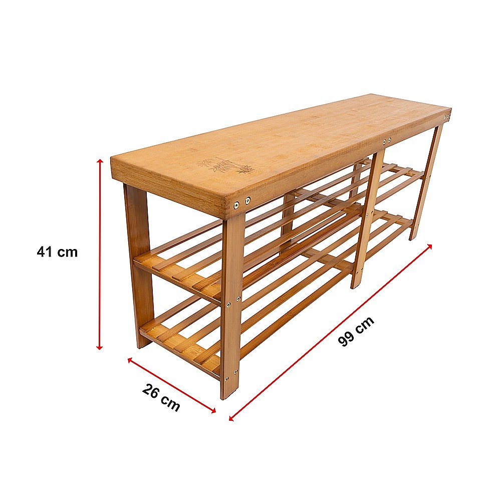 Bamboo Shoe Rack Wooden Bench Storage Organiser Cabinet Holder Stool - Image 8