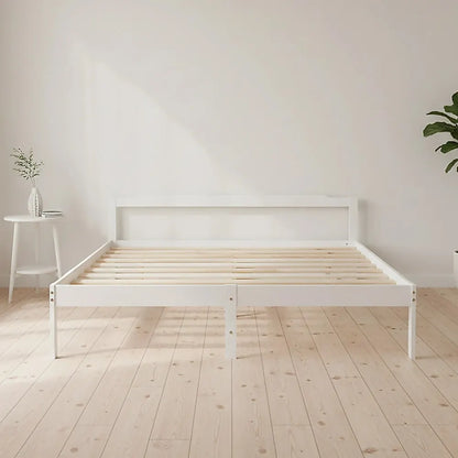 Double Wooden Bed Frame Home Furniture White - Image 3