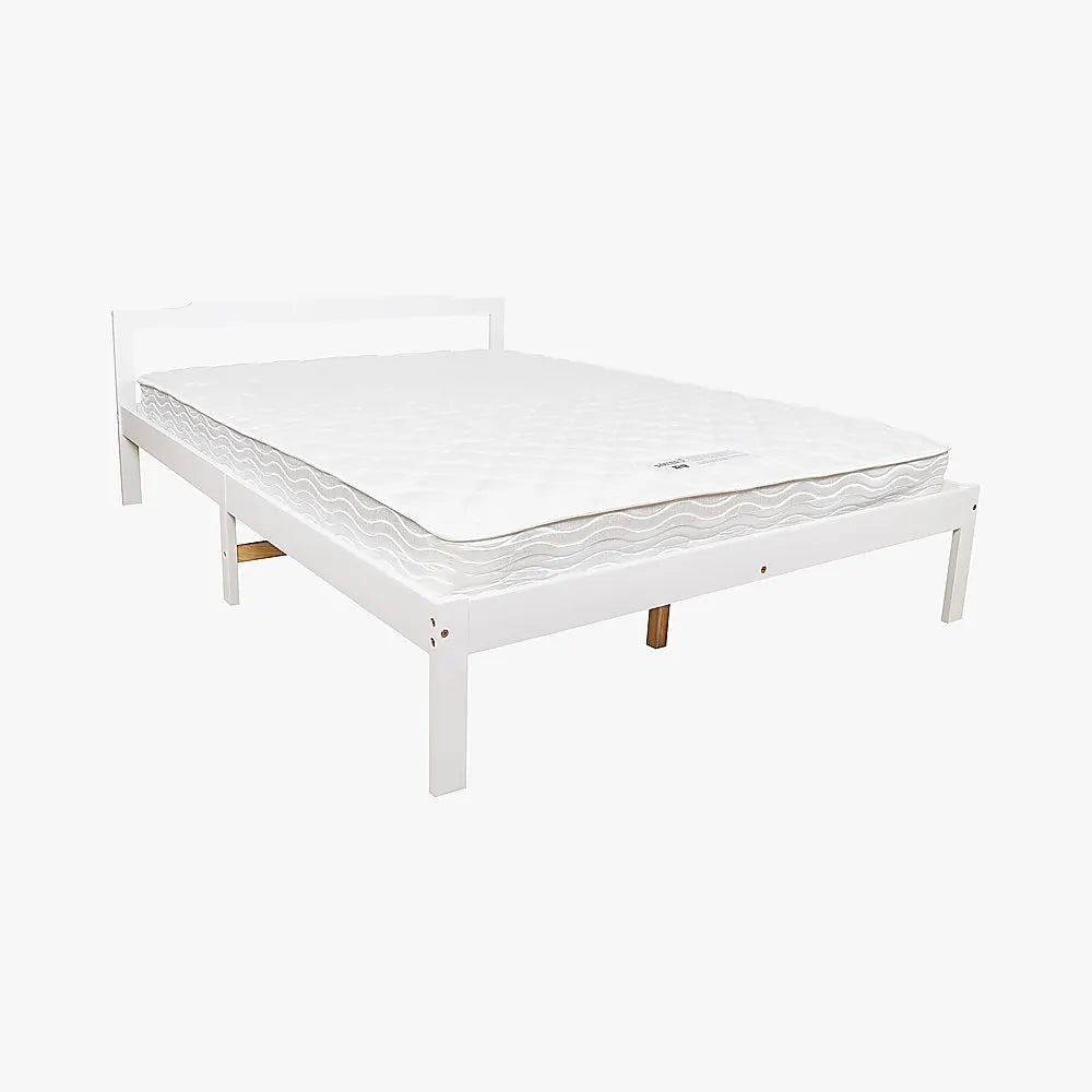 Double Wooden Bed Frame Home Furniture White - Image 4