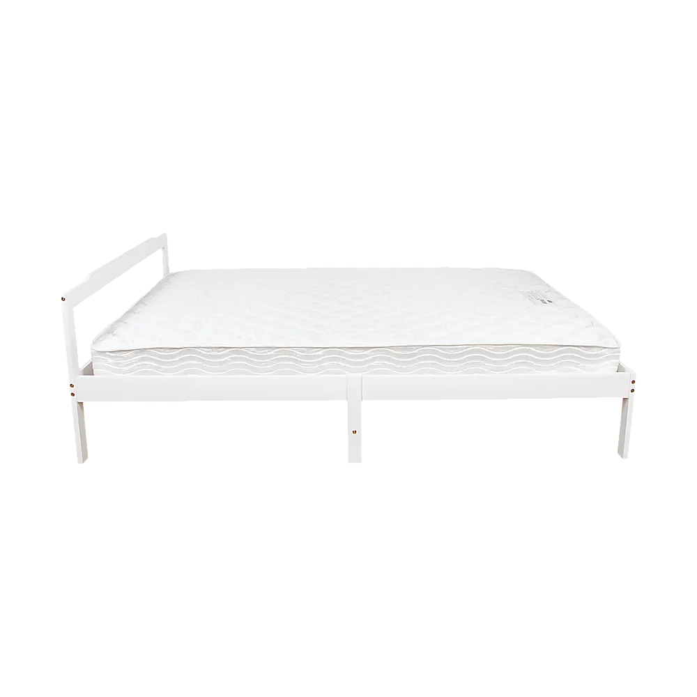 Double Wooden Bed Frame Home Furniture White - Image 8