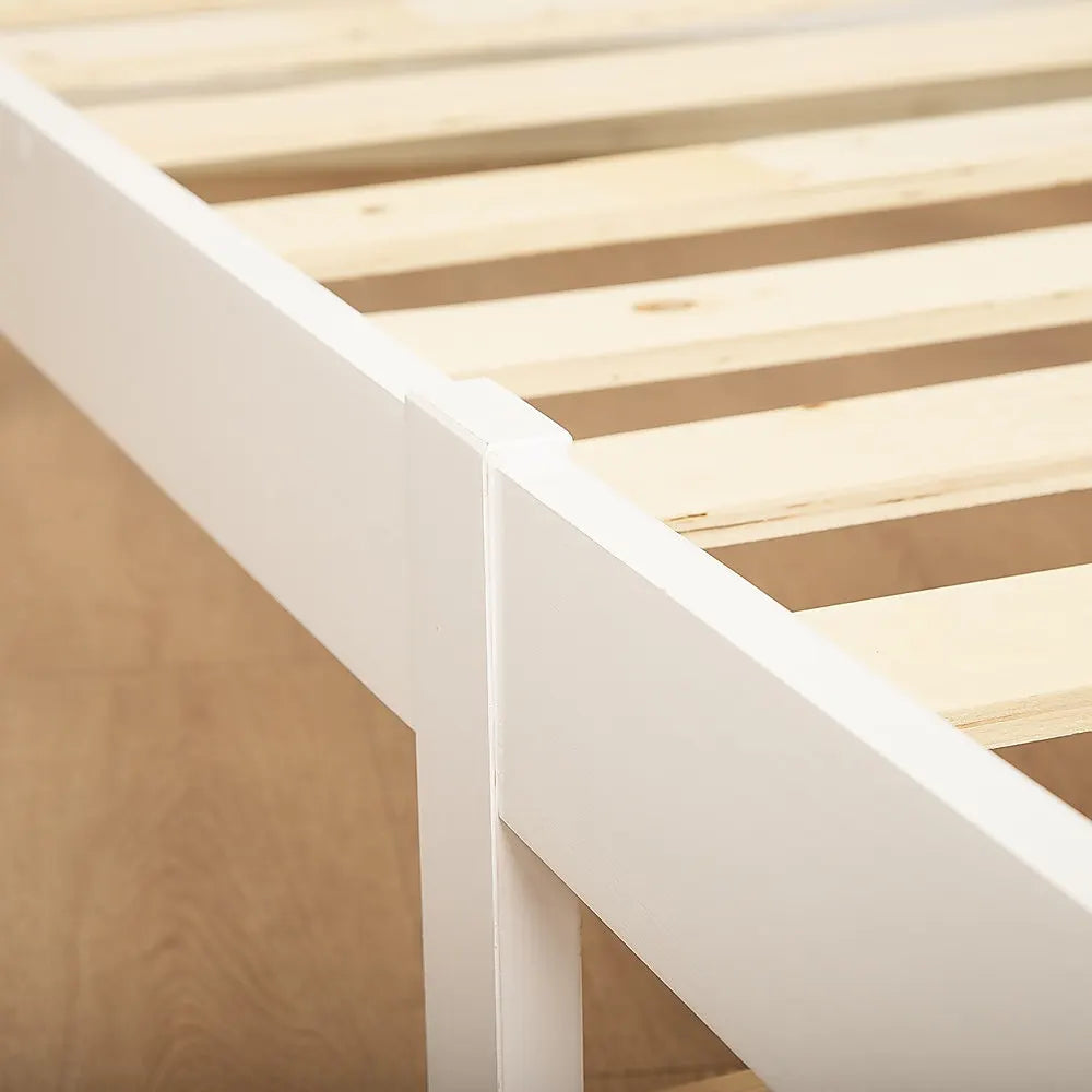 Double Wooden Bed Frame Home Furniture White - Image 6