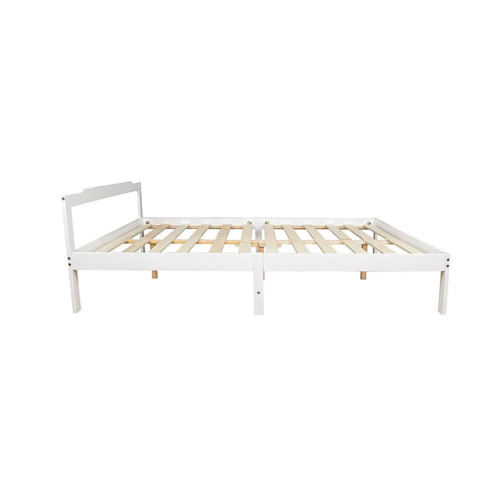 Double Wooden Bed Frame Home Furniture White - Image 7