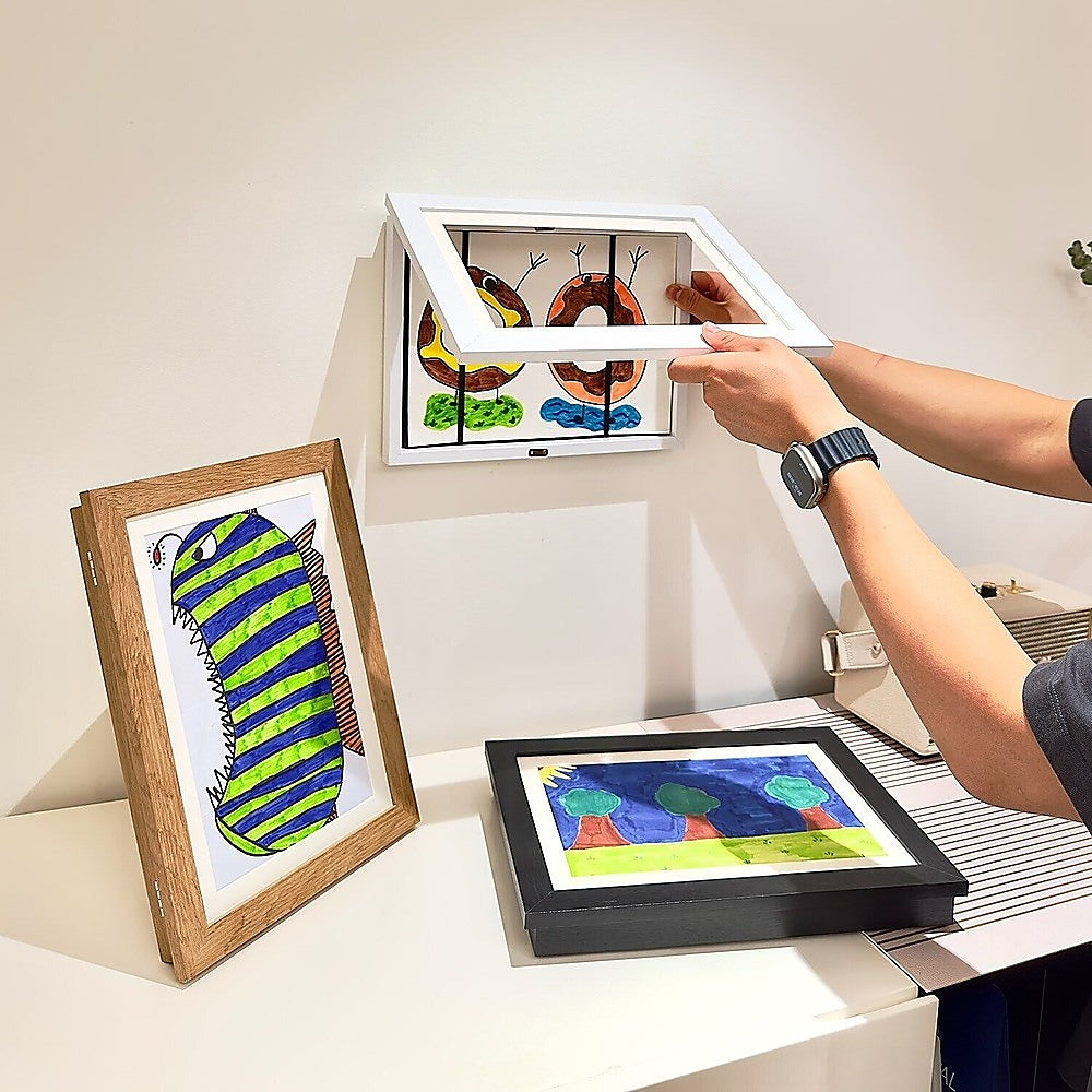 Kids Art Wood Frame Children Art Projects Display Hold 150 Pictures - Image 2