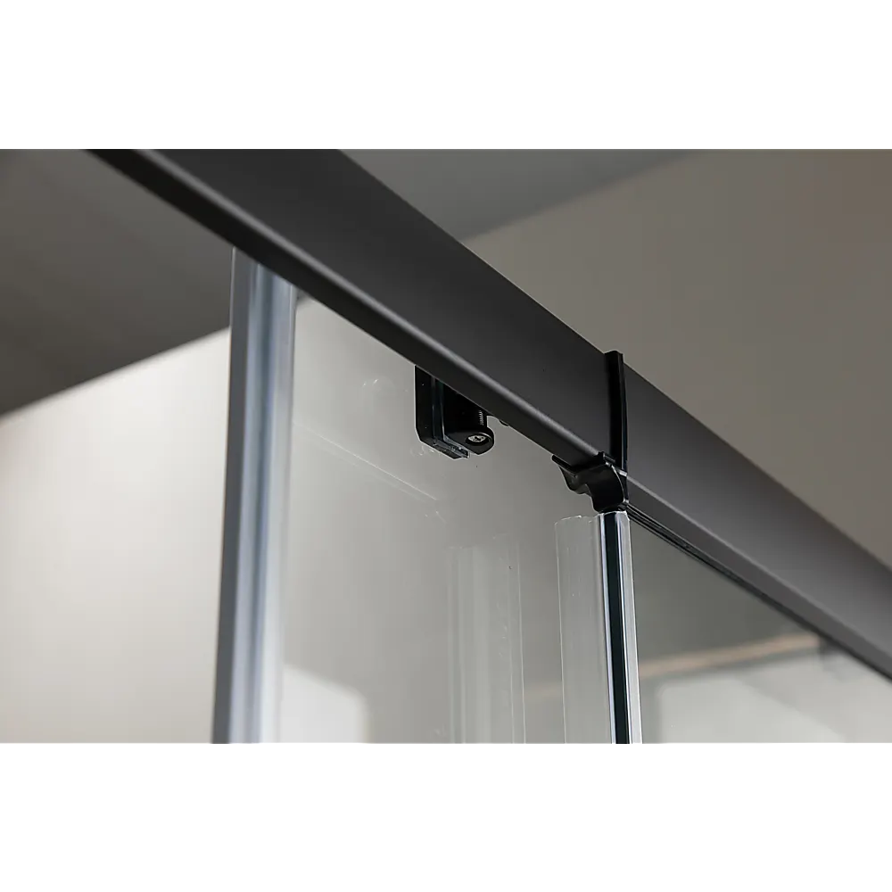 Adjustable 1200x1200mm Double Sliding Door Glass Shower Screen in Black - Image 4