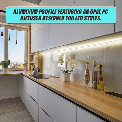 10 x 1M V-Style Aluminium LED Strip Light Channels for Cabinet Lighting - Image 9