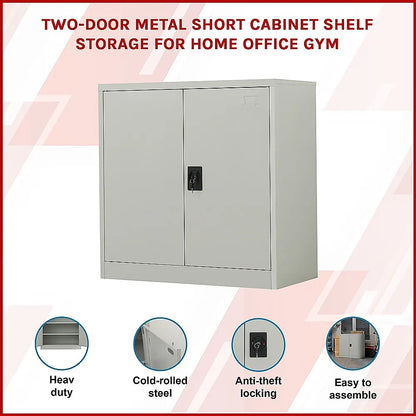 Two-Door Metal Short Cabinet Shelf Storage for Home Office Gym - Image 3