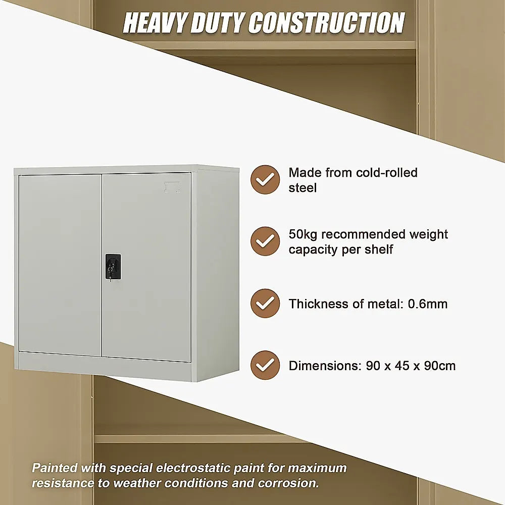 Two-Door Metal Short Cabinet Shelf Storage for Home Office Gym - Image 6