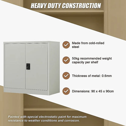 Two-Door Metal Short Cabinet Shelf Storage for Home Office Gym - Image 6