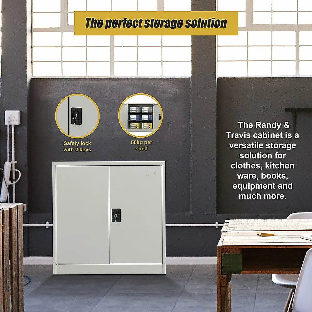 Two-Door Metal Short Cabinet Shelf Storage for Home Office Gym - Image 7
