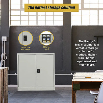 Two-Door Metal Short Cabinet Shelf Storage for Home Office Gym - Image 7