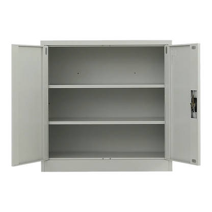 Two-Door Metal Short Cabinet Shelf Storage for Home Office Gym - Image 8