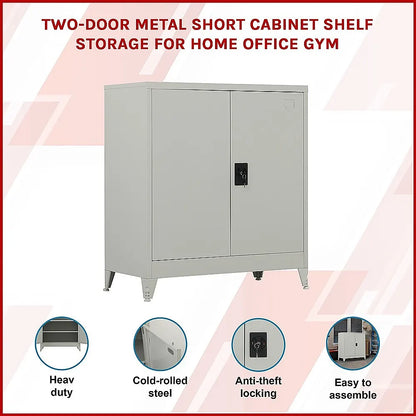 Two-Door Metal Short Cabinet Shelf Storage for Home Office Gym - Image 3