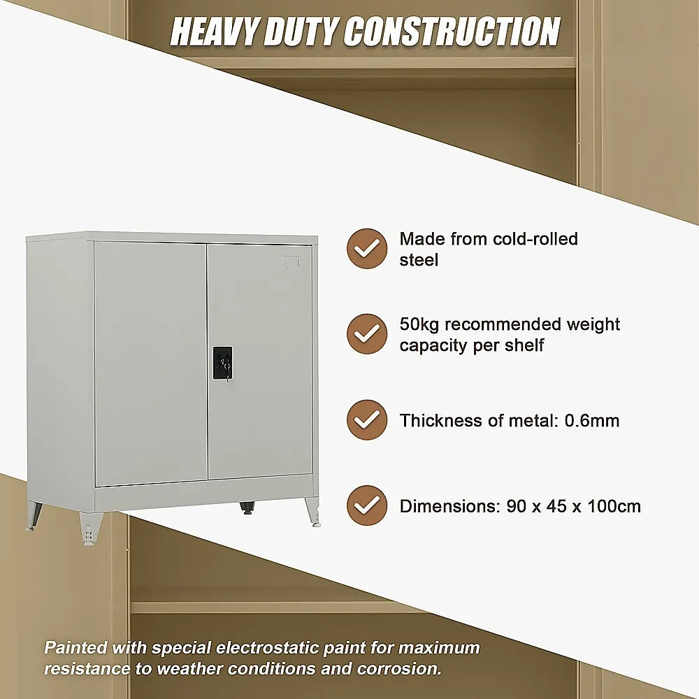 Two-Door Metal Short Cabinet Shelf Storage for Home Office Gym - Image 5
