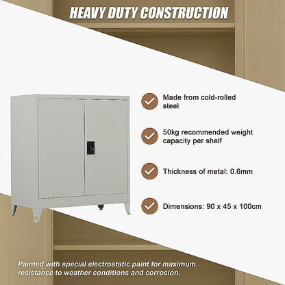 Two-Door Metal Short Cabinet Shelf Storage for Home Office Gym - Image 5