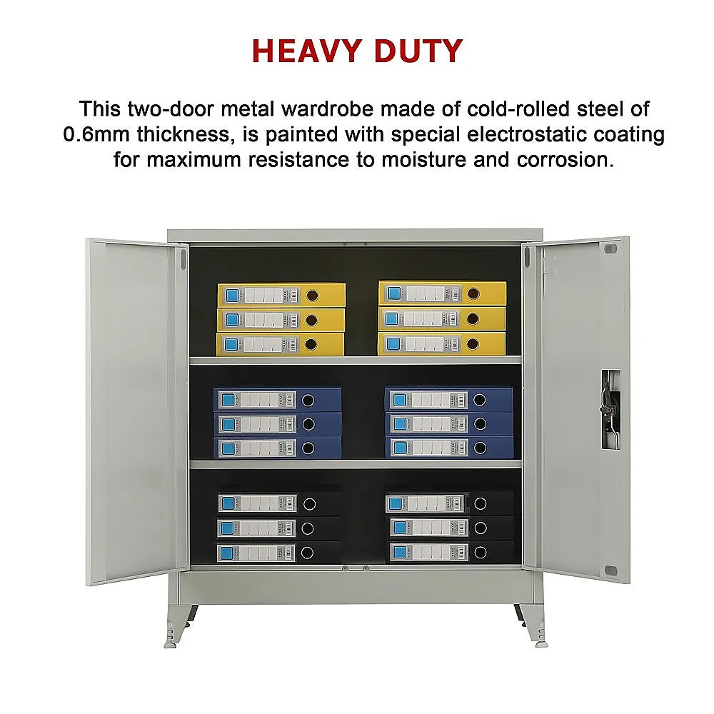 Two-Door Metal Short Cabinet Shelf Storage for Home Office Gym - Image 6
