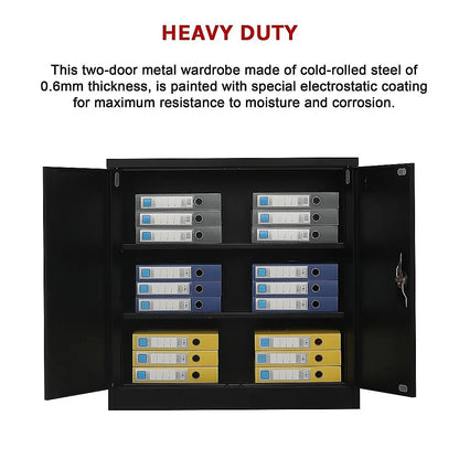 Two-Door Metal Short Cabinet Shelf Storage for Home Office Gym - Image 9