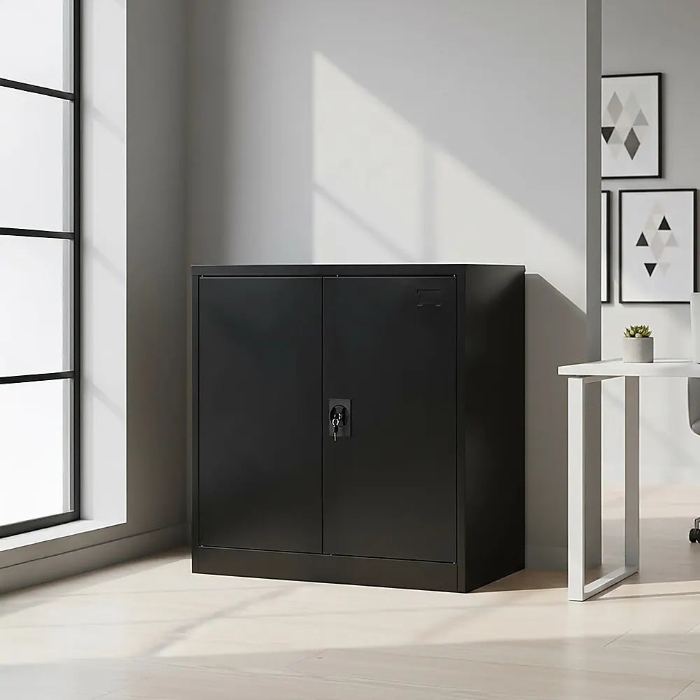 Two-Door Metal Short Cabinet Shelf Storage for Home Office Gym - Image 5