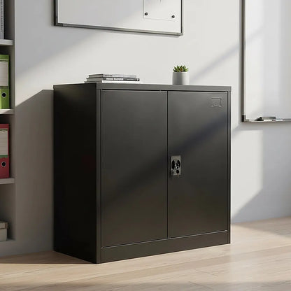 Two-Door Metal Short Cabinet Shelf Storage for Home Office Gym - Image 7