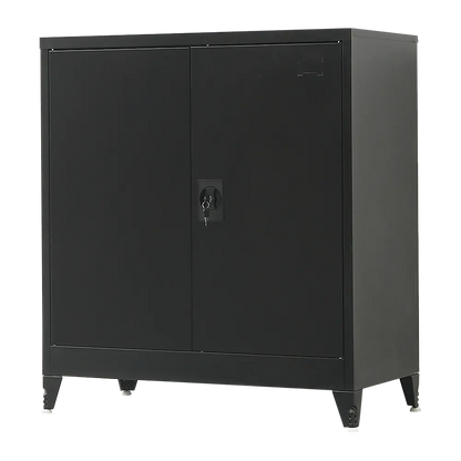 Two-Door Metal Short Cabinet Shelf Storage for Home Office Gym