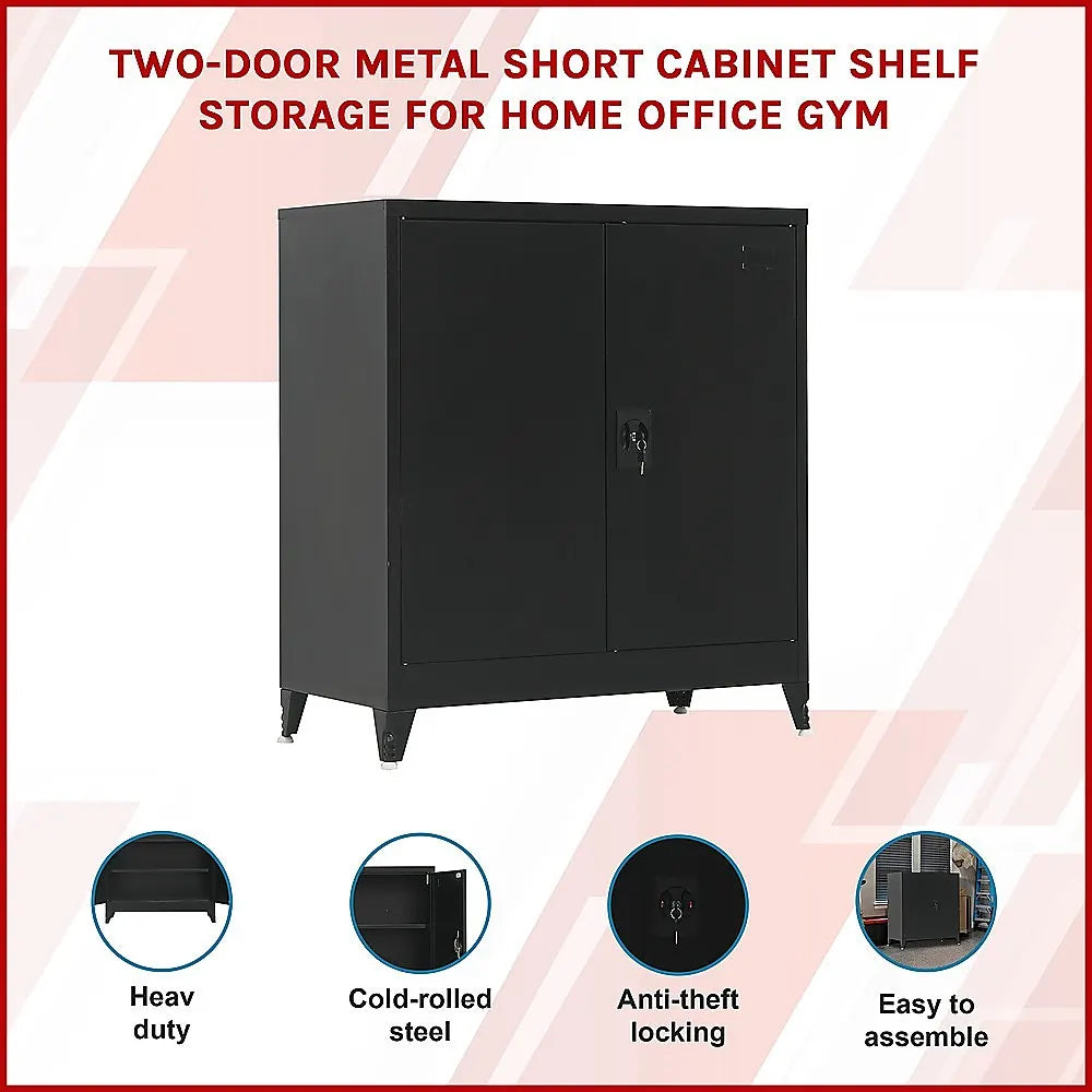 Two-Door Metal Short Cabinet Shelf Storage for Home Office Gym - Image 3