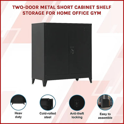 Two-Door Metal Short Cabinet Shelf Storage for Home Office Gym - Image 3