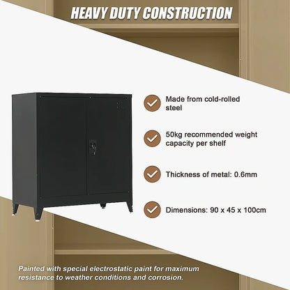 Two-Door Metal Short Cabinet Shelf Storage for Home Office Gym - Image 5