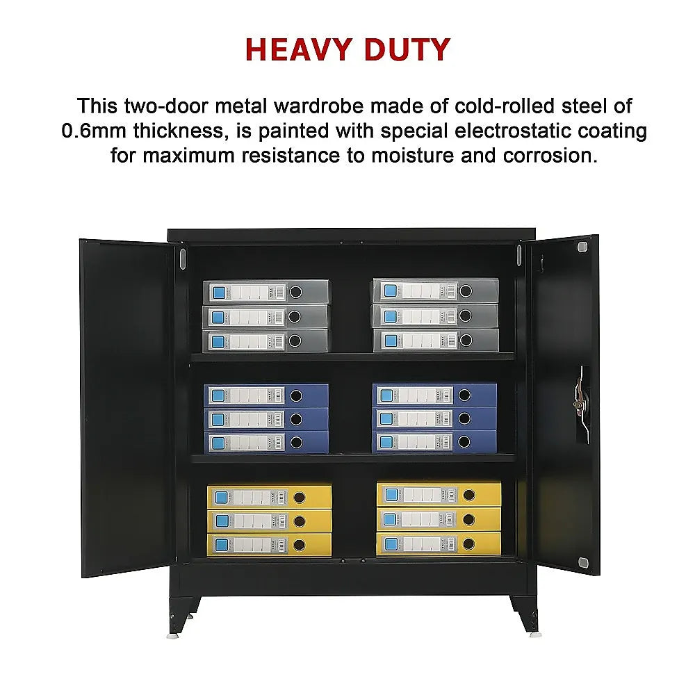 Two-Door Metal Short Cabinet Shelf Storage for Home Office Gym - Image 9