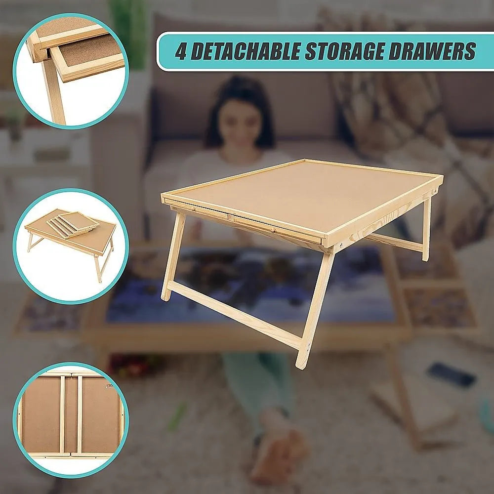 1500 Piece Wooden Jigsaw Puzzle Table – 67x87cm Puzzle Board with Folding Legs - Image 5