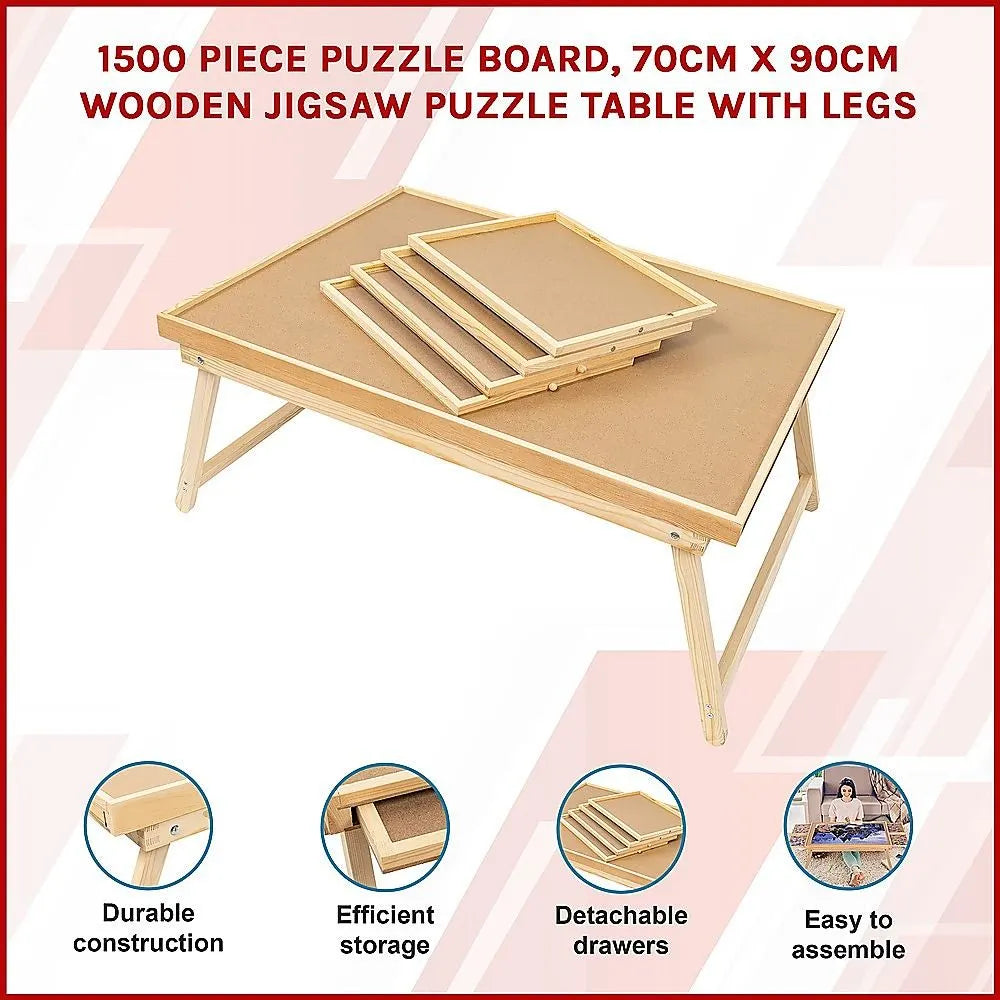 1500 Piece Wooden Jigsaw Puzzle Table – 67x87cm Puzzle Board with Folding Legs - Image 6