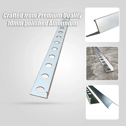 10 x Tile Trim Heavy Duty L Shaped Edge Aluminium 10mm - Image 7