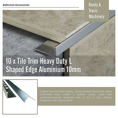 10 x Tile Trim Heavy Duty L Shaped Edge Aluminium 10mm - Image 8