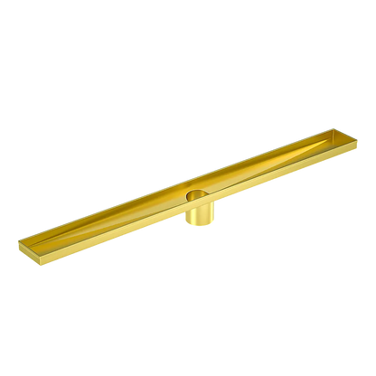 800mm Bathroom Shower Brushed Brass Grate Drain w/ Centre outlet Floor Waste - Image 5