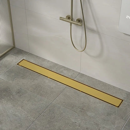1000mm Tile Insert Bathroom Shower Brushed Brass Grate Drain w/Centre outlet Floor Waste - Image 2