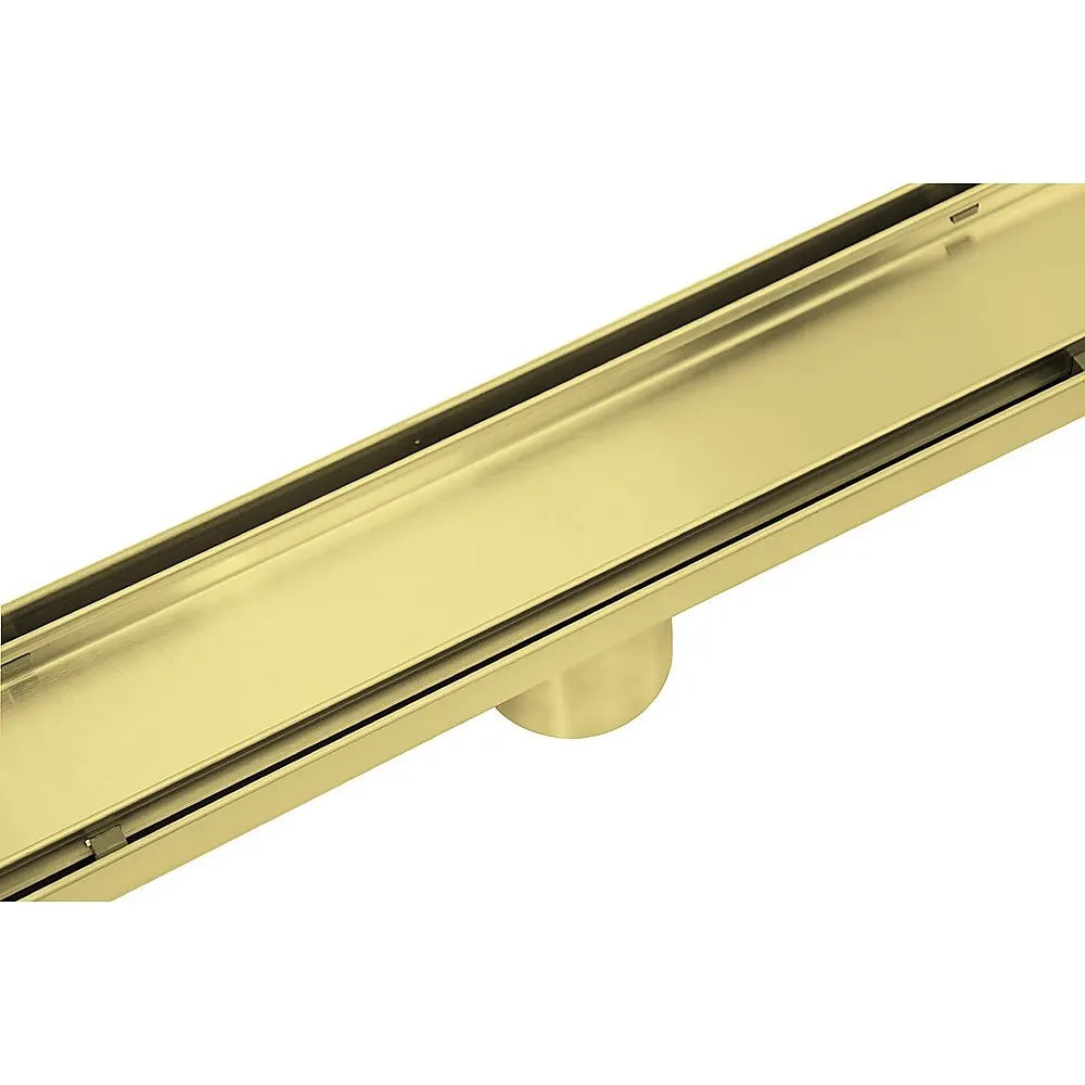 1000mm Tile Insert Bathroom Shower Brushed Brass Grate Drain w/Centre outlet Floor Waste - Image 6